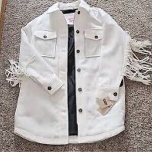 LEVI’S FRINGE WHITE SHIRT STYLE WESTERN LONGLINE JACKET SIZE XS NWT
